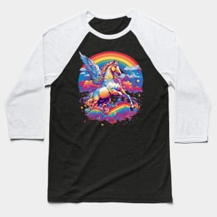 Rainbow Pegasus 70s Baseball T-Shirt